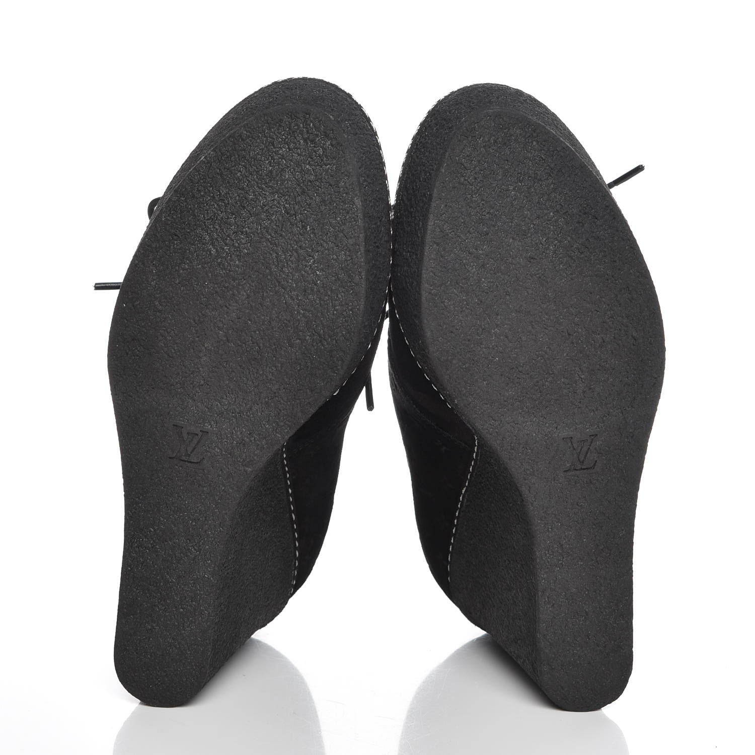 Louis Vuitton Suede Embossed Monogram Frosty Wedge Low Boots 38 Black 5 of 9