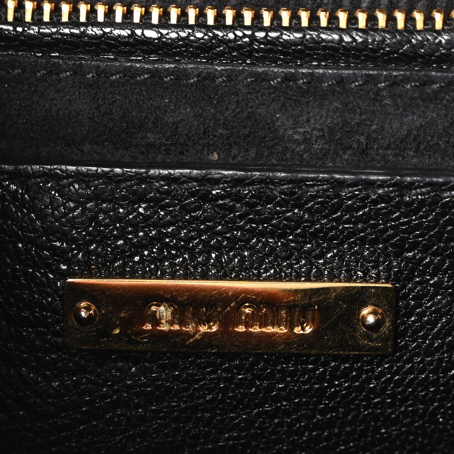 Miu Miu Goatskin Madras Crossbody Bag Black 5 of 9