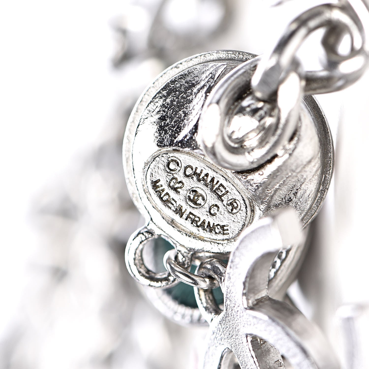 Chanel Gripoix Poured Glass Crystal CC Charm Chain Belt Silver 5 of 5