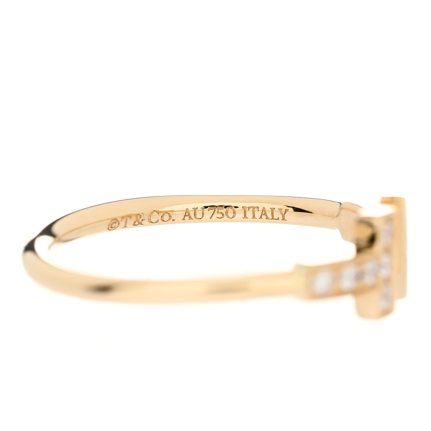 18K Yellow Gold Diamond T Wire Ring 55 7.25