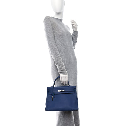 Hermes Taurillon Clemence Kelly Retourne 32 Bleu Brighton 2 of 9