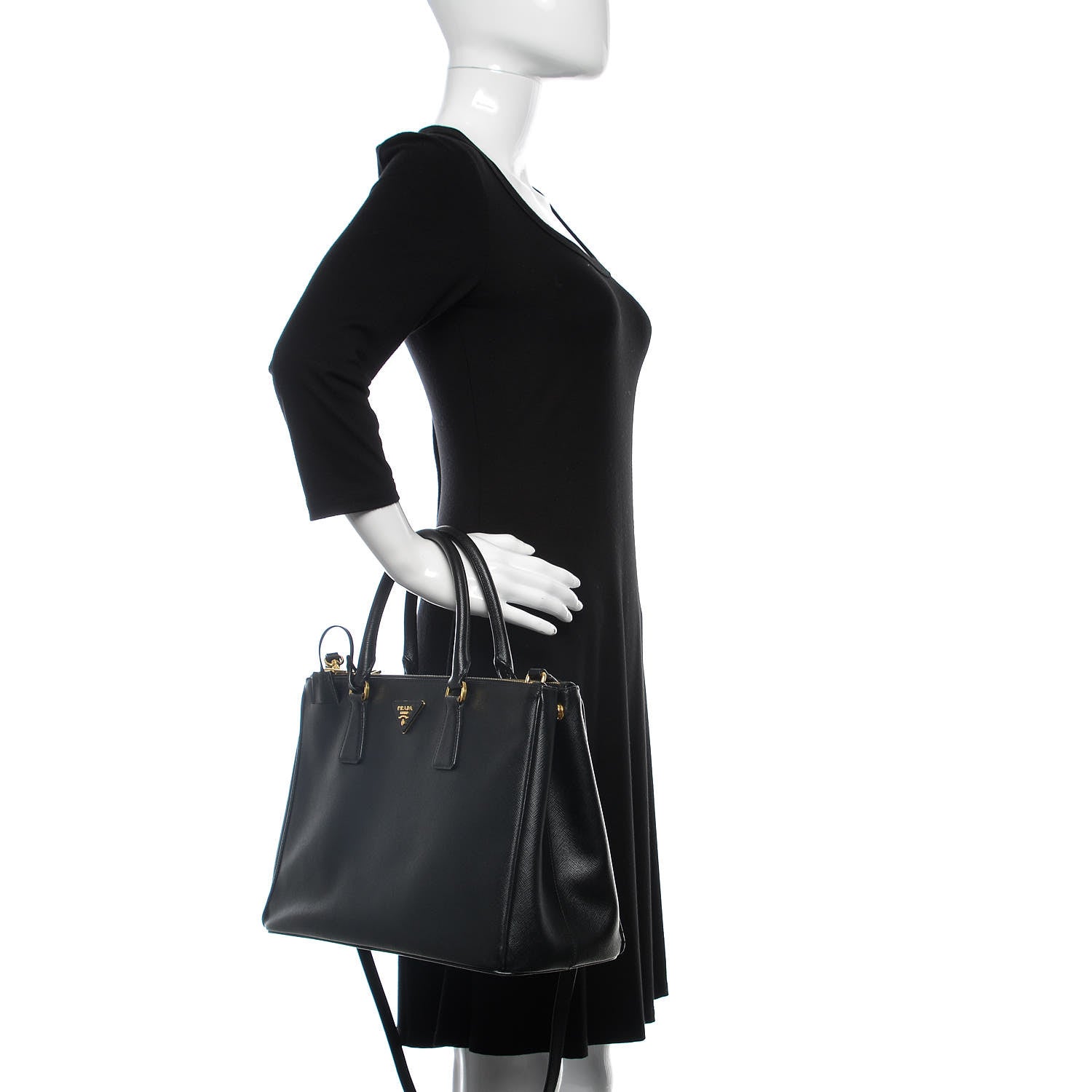 Prada Saffiano Medium Galleria Double Zip Tote Black 3 of 15