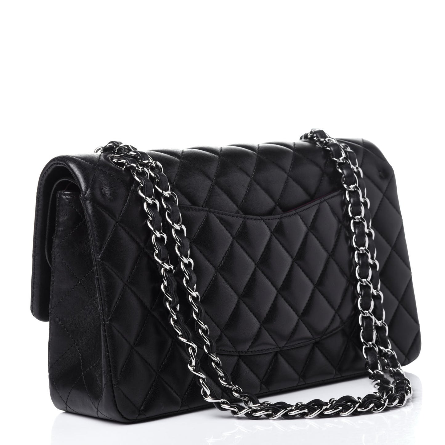 Lambskin Quilted Medium Double Flap Black