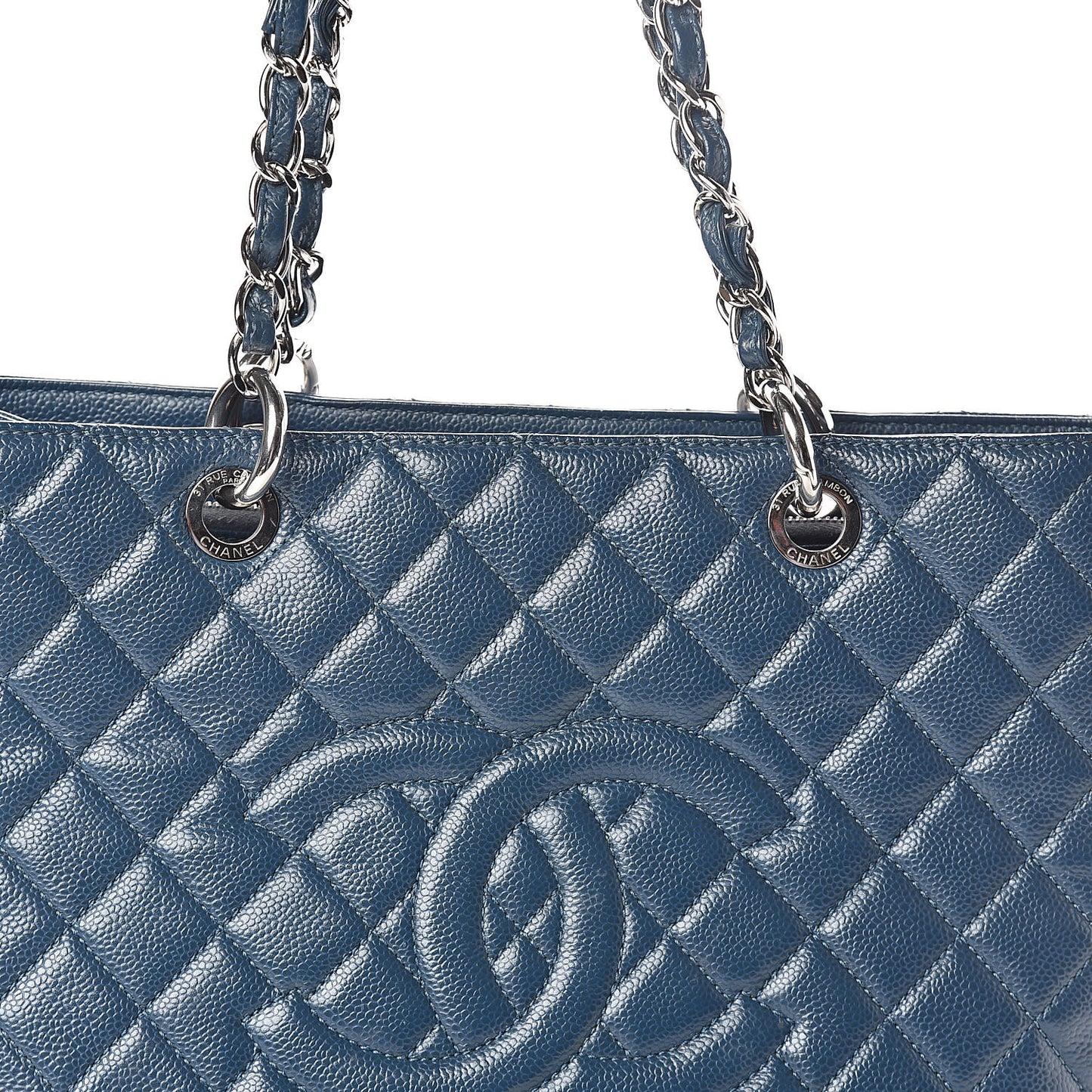 Caviar Quilted Grand Shopping Tote GST Dark Blue