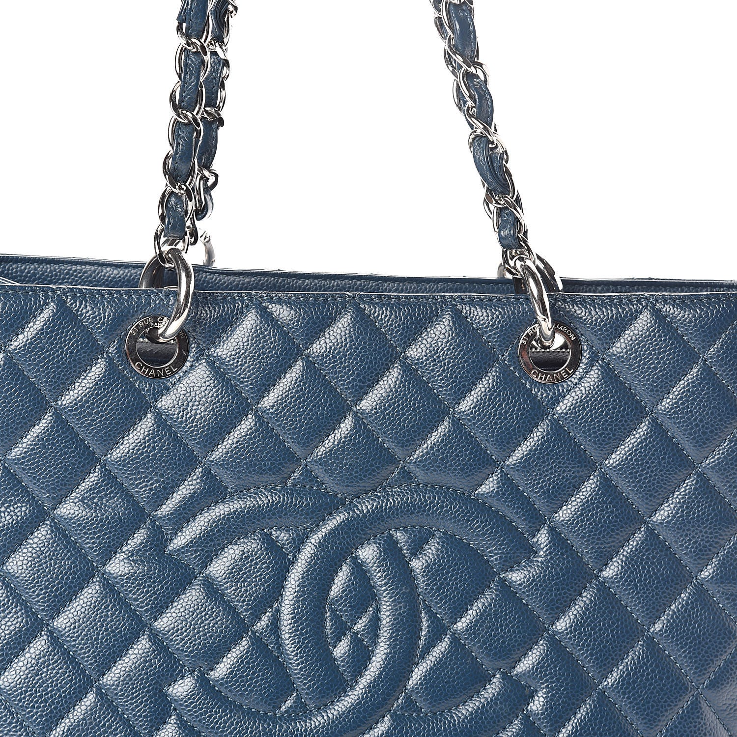 Chanel Caviar Quilted Grand Shopping Tote GST Dark Blue 8 of 10