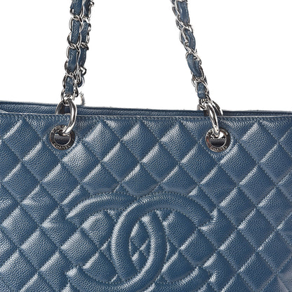 Chanel Caviar Quilted Grand Shopping Tote GST Dark Blue 8 of 10