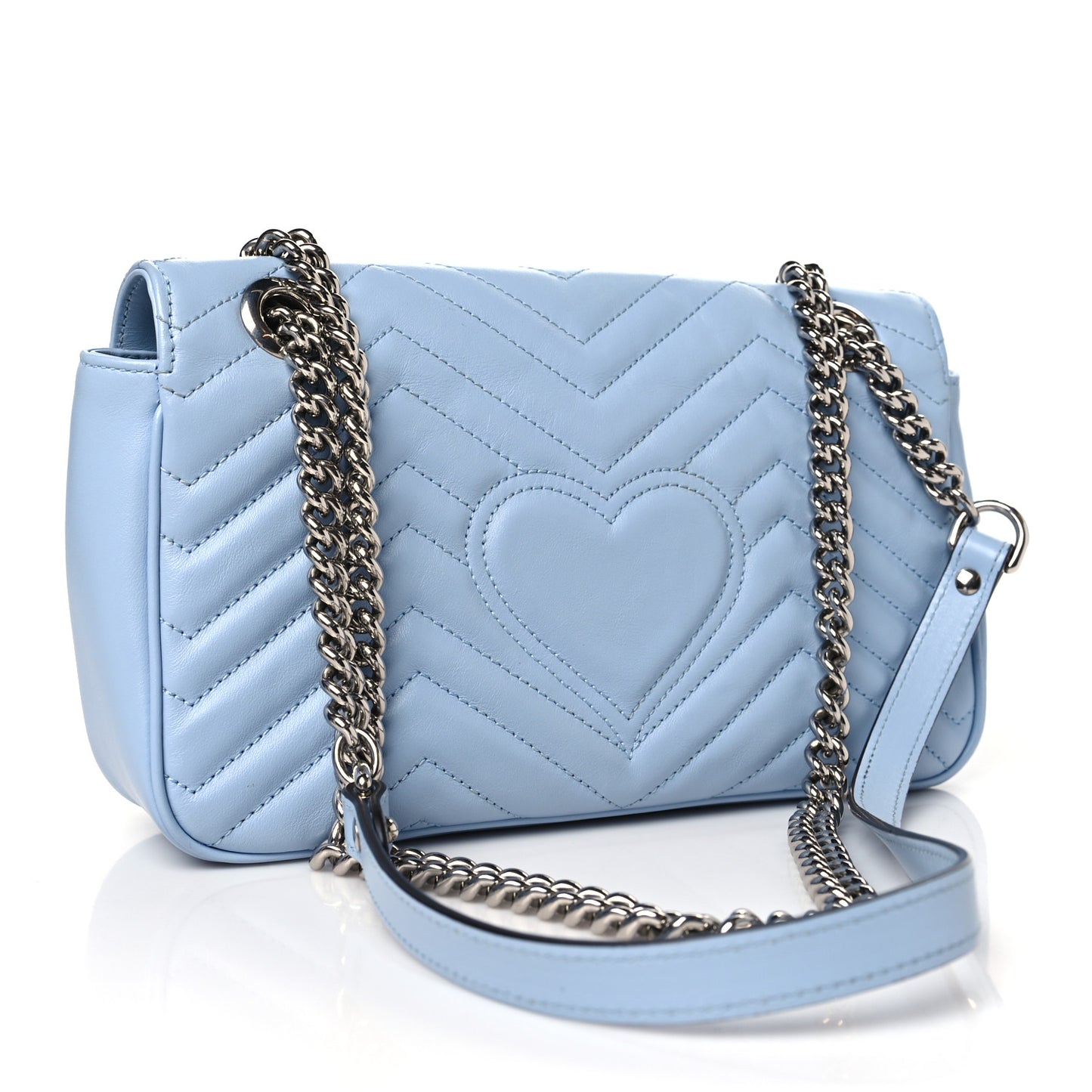 Calfskin Matelasse Small GG Marmont Shoulder Bag Porcelain Light Blue