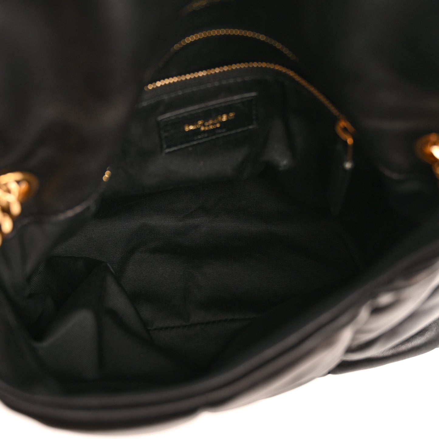 Lambskin Quilted Small Loulou Puffer Monogram Chain Satchel Black