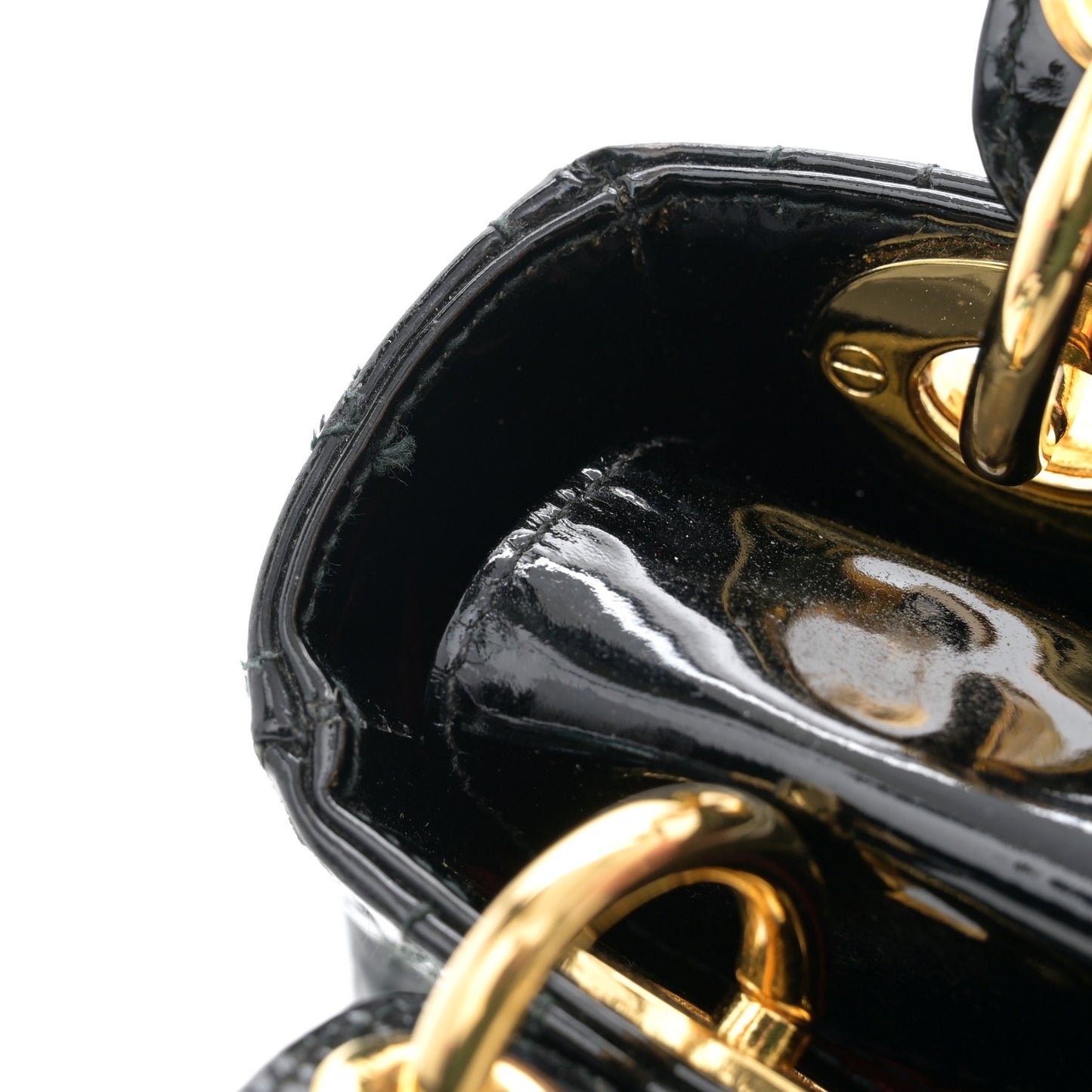 Patent Cannage Mini Lady Dior Black