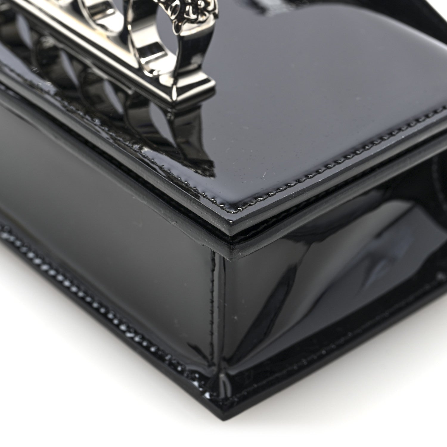 Alexander McQueen Patent Jeweled Satchel Black 9 of 10