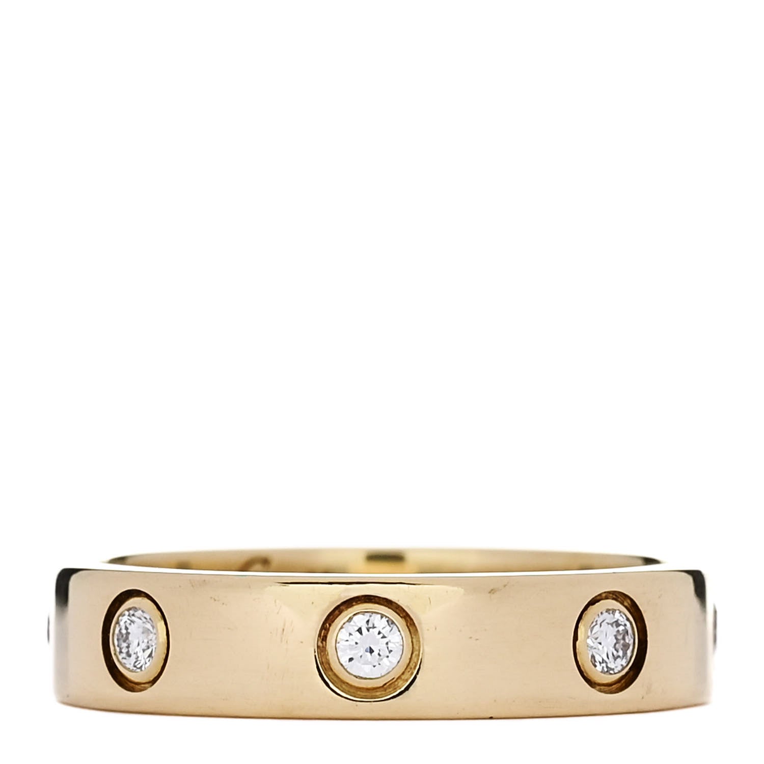 Cartier 18K Yellow Gold 8 Diamond 4mm LOVE Wedding Band Ring 51 5.75 1 of 4