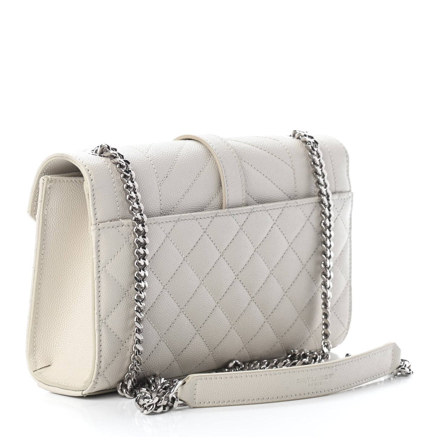 Grain De Poudre Textured Mixed Matelasse Triquilt Small Monogram Satchel Optical White