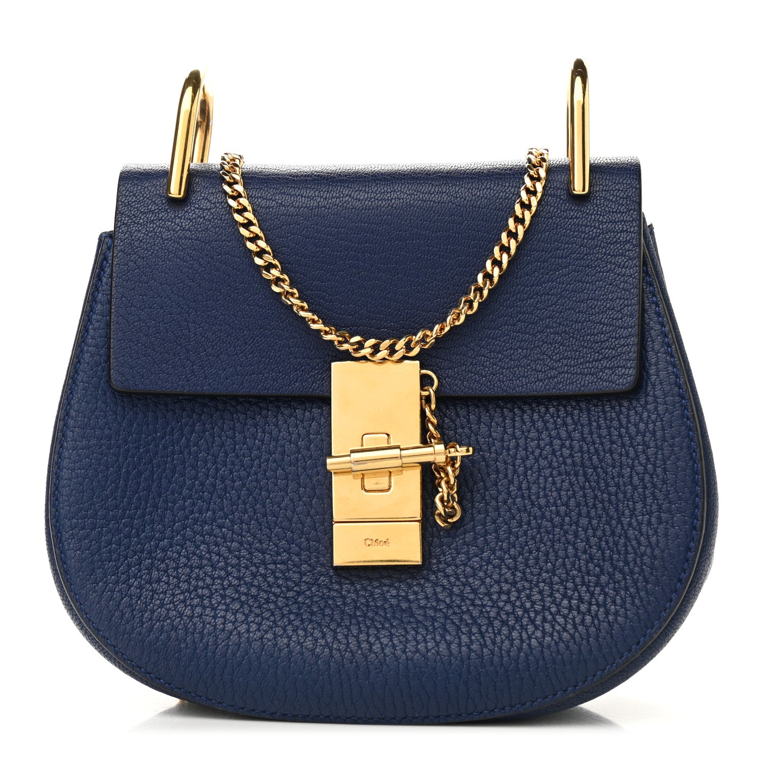 Chloe Grained Lambskin Mini Drew Shoulder Bag Royal Navy 1 of 8