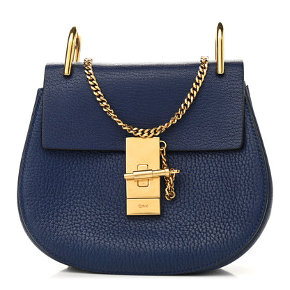 Chloe Grained Lambskin Mini Drew Shoulder Bag Royal Navy 1 of 8