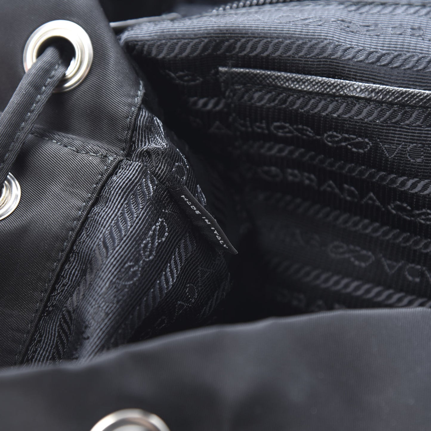 Tessuto Nylon Grommet Backpack Black