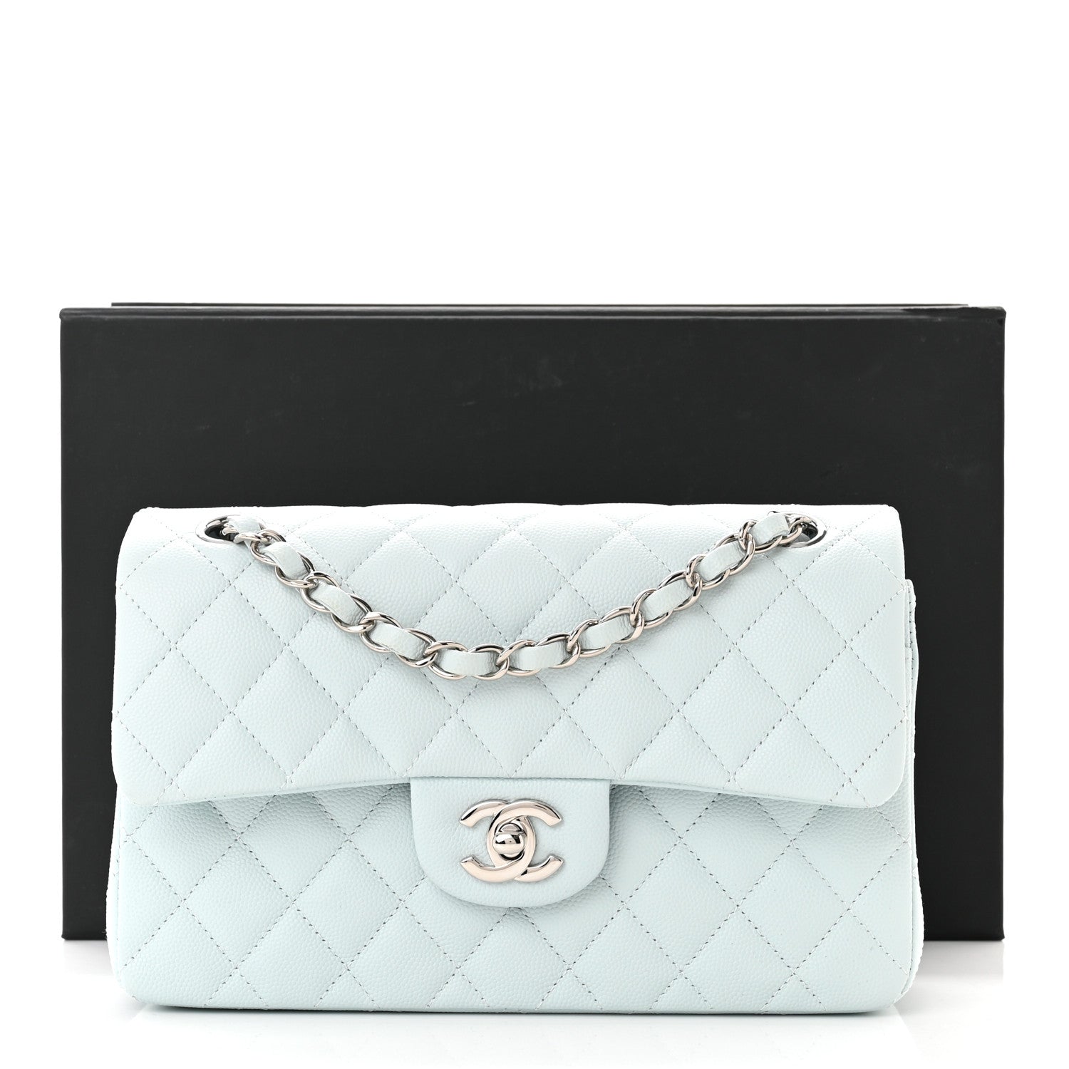 Chanel Caviar Quilted Small Double Flap Light Blue 11 of 11