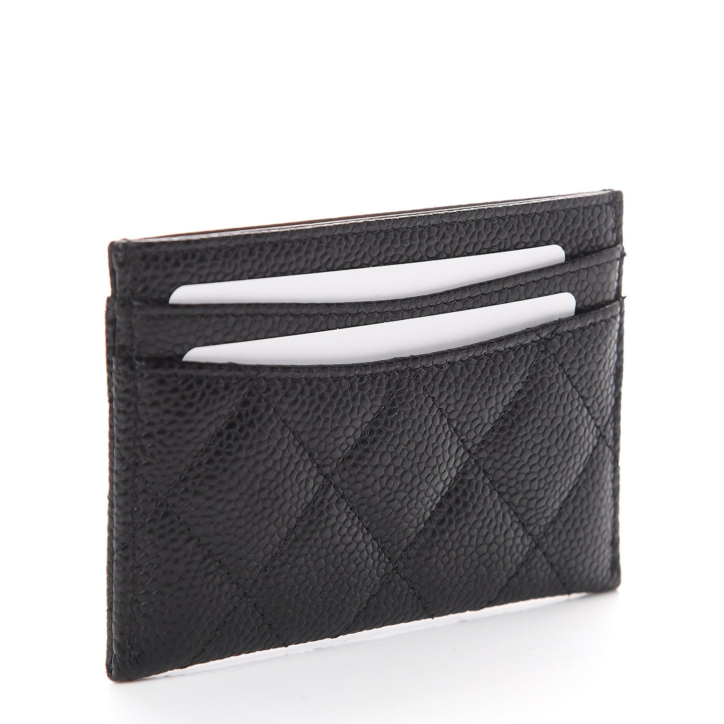 Caviar Quilted Card Holder Black