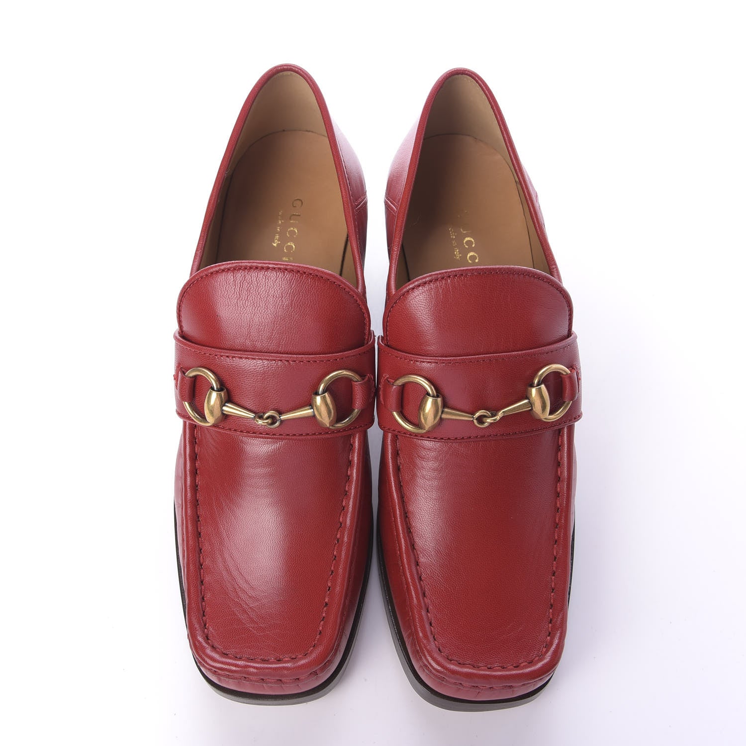 Gucci Malaga Kid Horsebit Loafer Pumps 37 Hibiscus Red 6 of 12