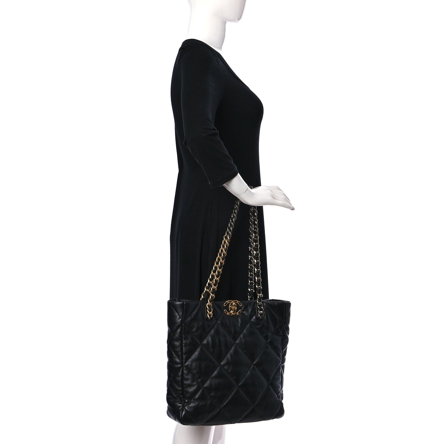 Chanel Lambskin Quilted Chanel 19 Shopping Bag Black 2 of 10