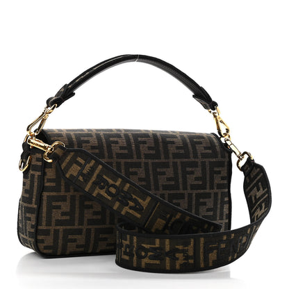 Fendi Fabric Jacquard FF 1974 Medium Baguette Tobacco Moro Black 3 of 8