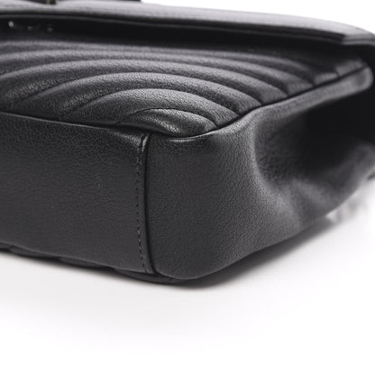 Saint Laurent Sheepskin Matelasse Chevron Monogram Medium College Bag Black 9 of 11