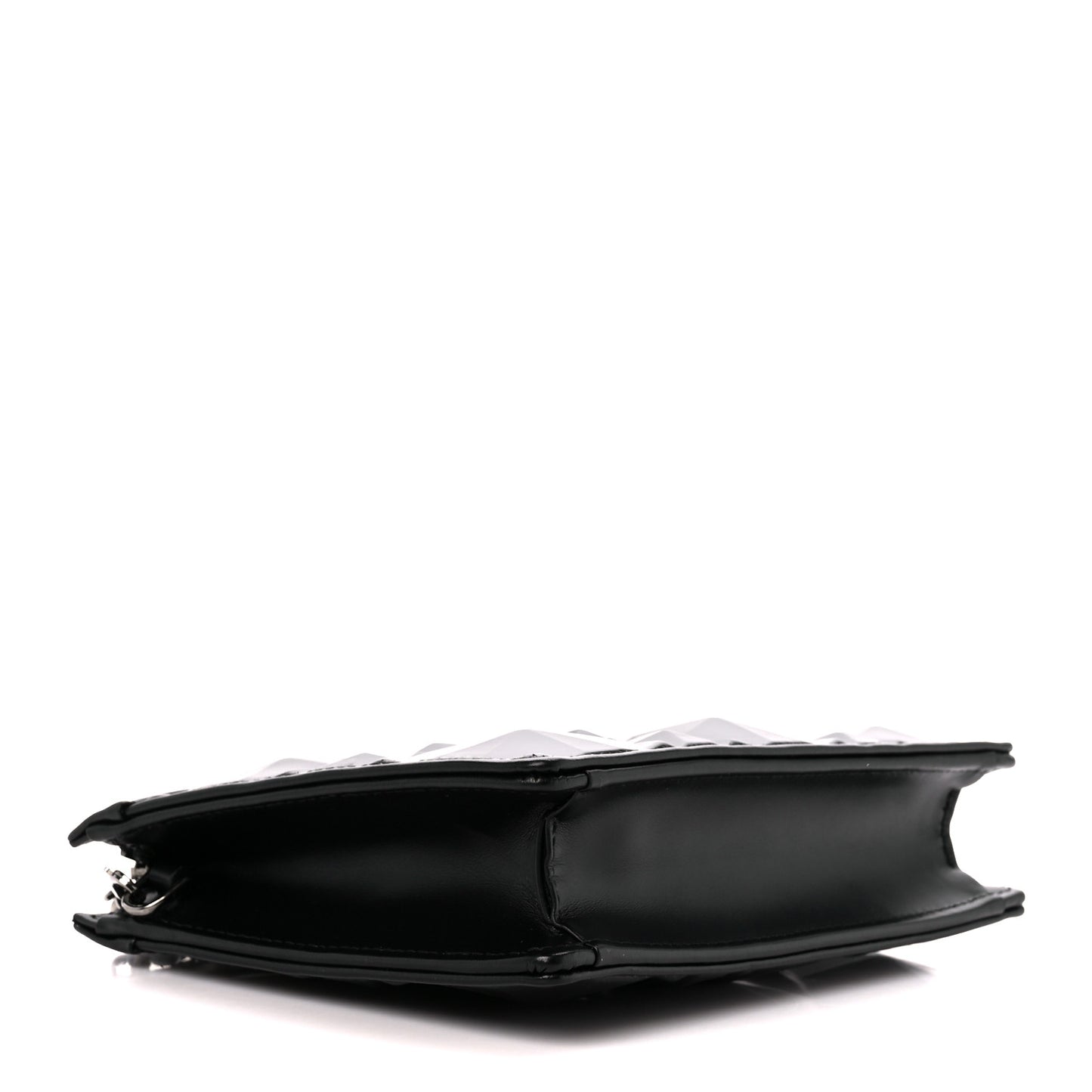Calfskin Macrocannage Diamond Caro Zipped Pouch With Chain Black