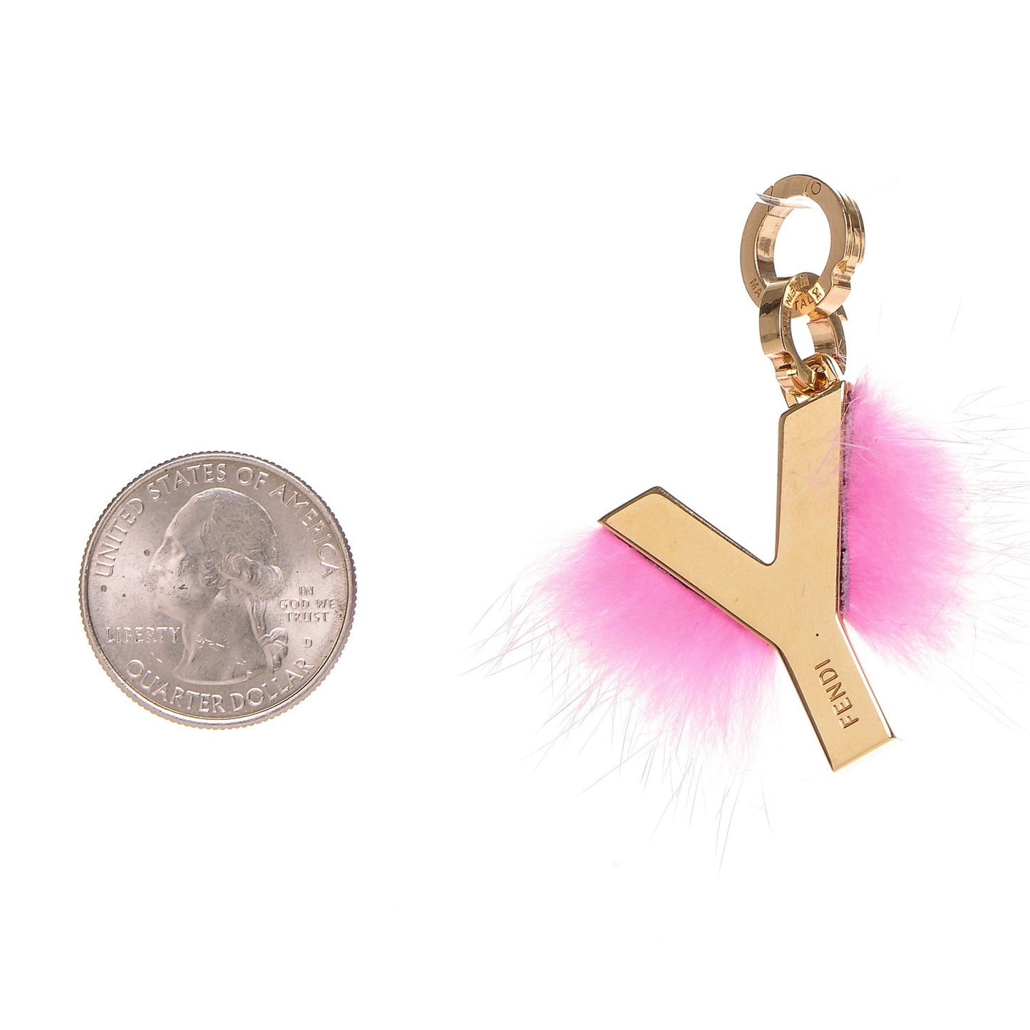 Mink Fur Y ABClick Bag Charm Pink