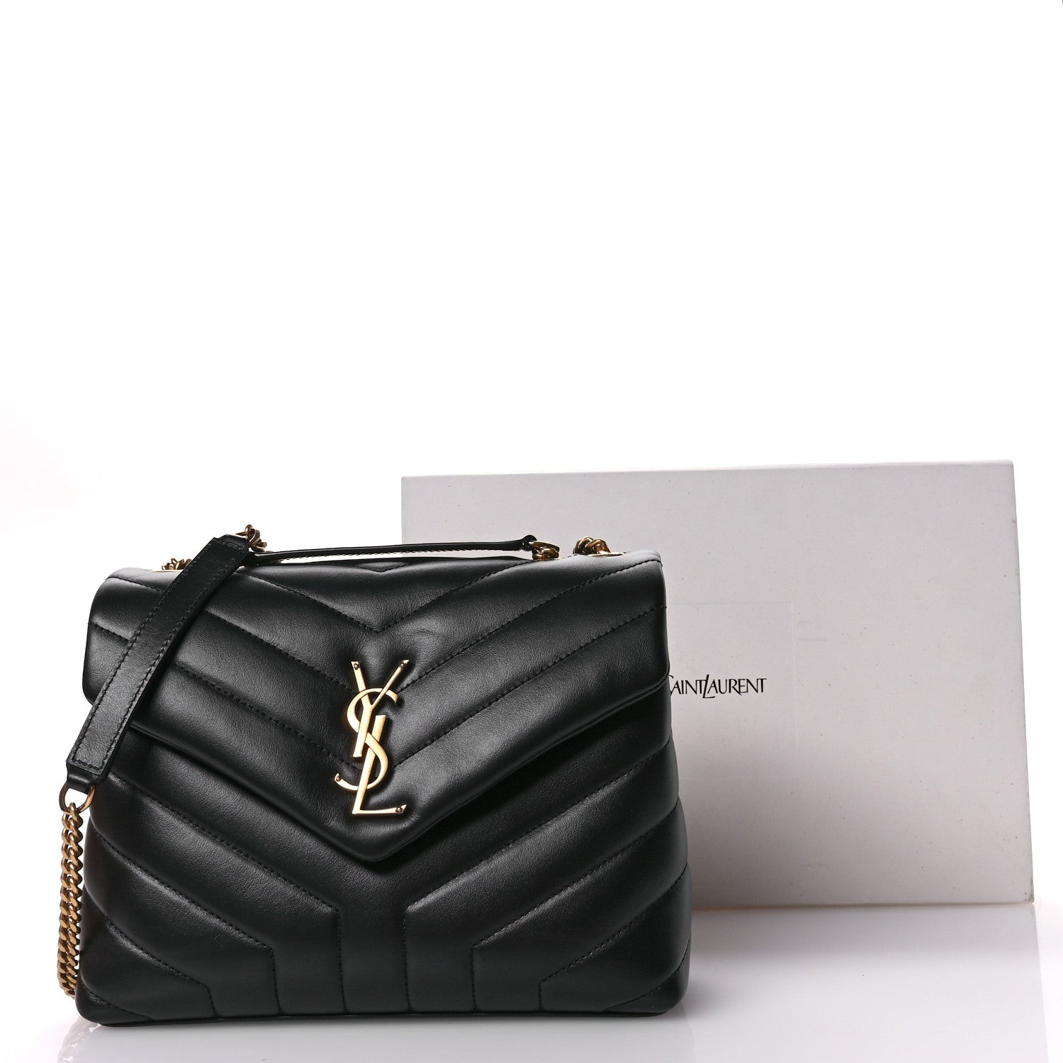 Saint Laurent Calfskin Y Quilted Monogram Small Loulou Chain Satchel Black 11 of 11