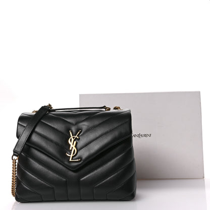 Saint Laurent Calfskin Y Quilted Monogram Small Loulou Chain Satchel Black 11 of 11