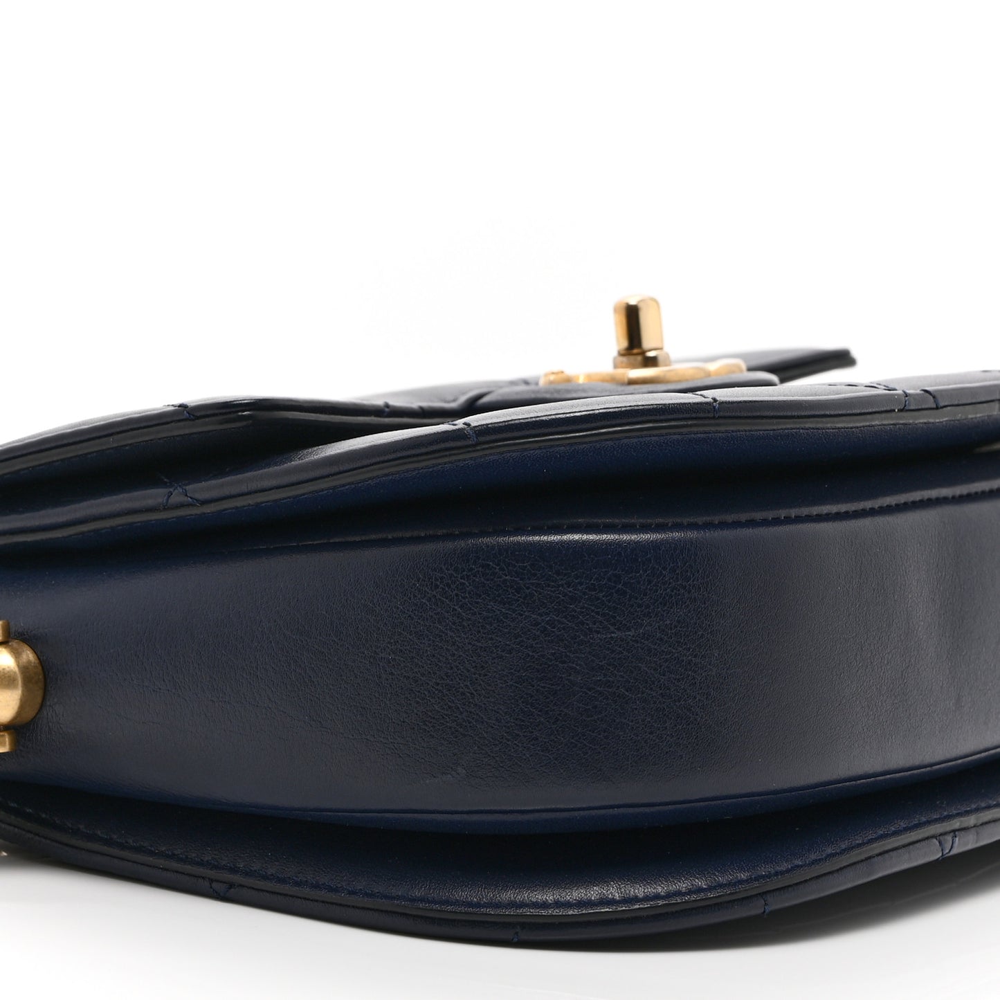 Calfskin Quilted Moon Messenger Navy
