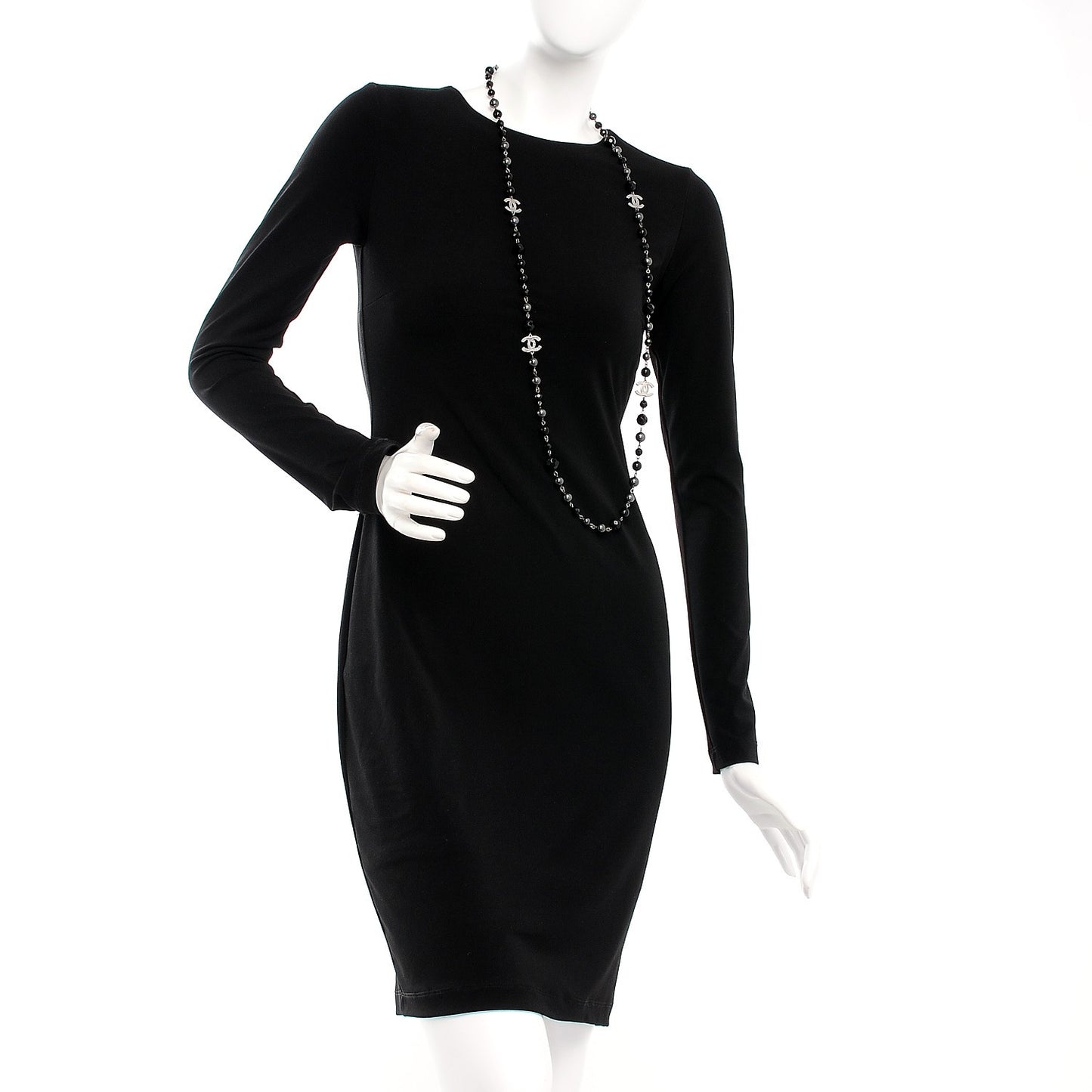 Ruthenium Beaded CC Long Necklace Black