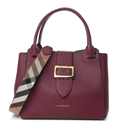 Burberry Soft Grain Medium Buckle Tote Dark Plum 1 of 4