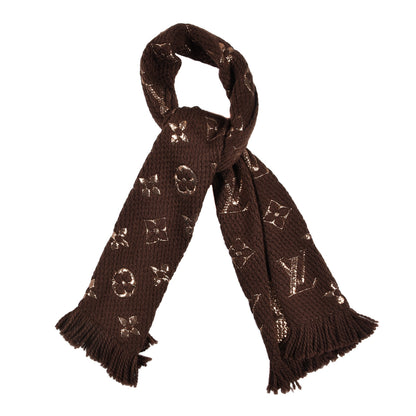 Louis Vuitton Wool Silk Logomania Shine Scarf Marron 1 of 3