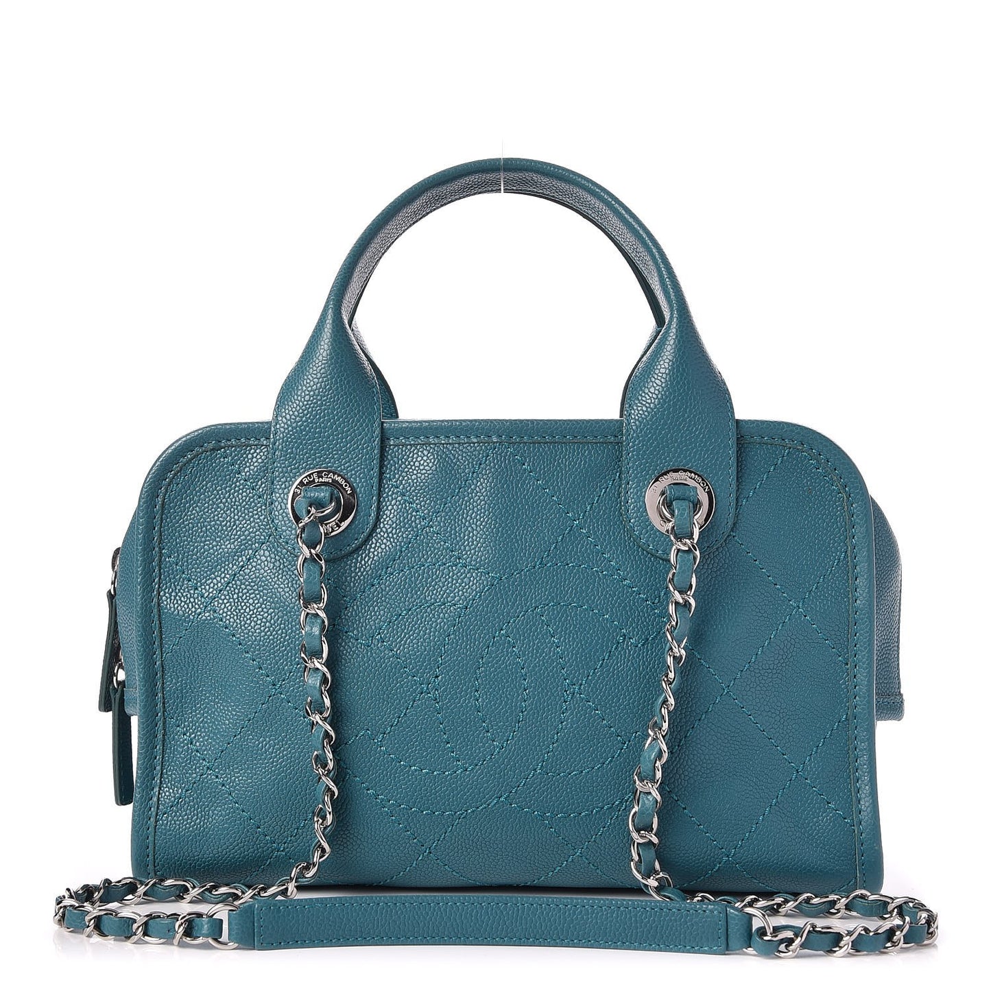 Caviar Quilted Deauville Bowling Bag Blue