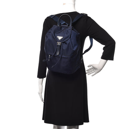 Prada Nylon Vela Saffiano Medium Cinch Backpack Baltico 2 of 13