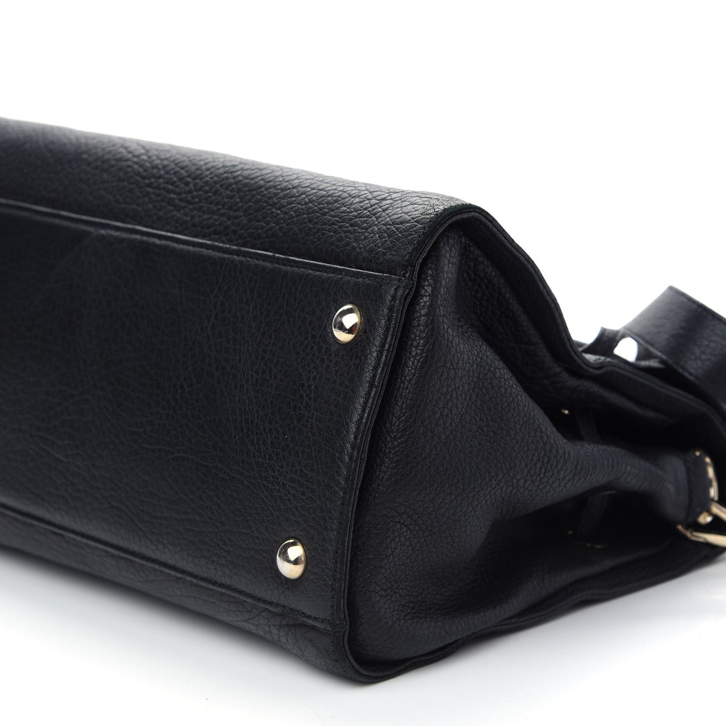 Grainy Calfskin Large Rosalie Satchel Black