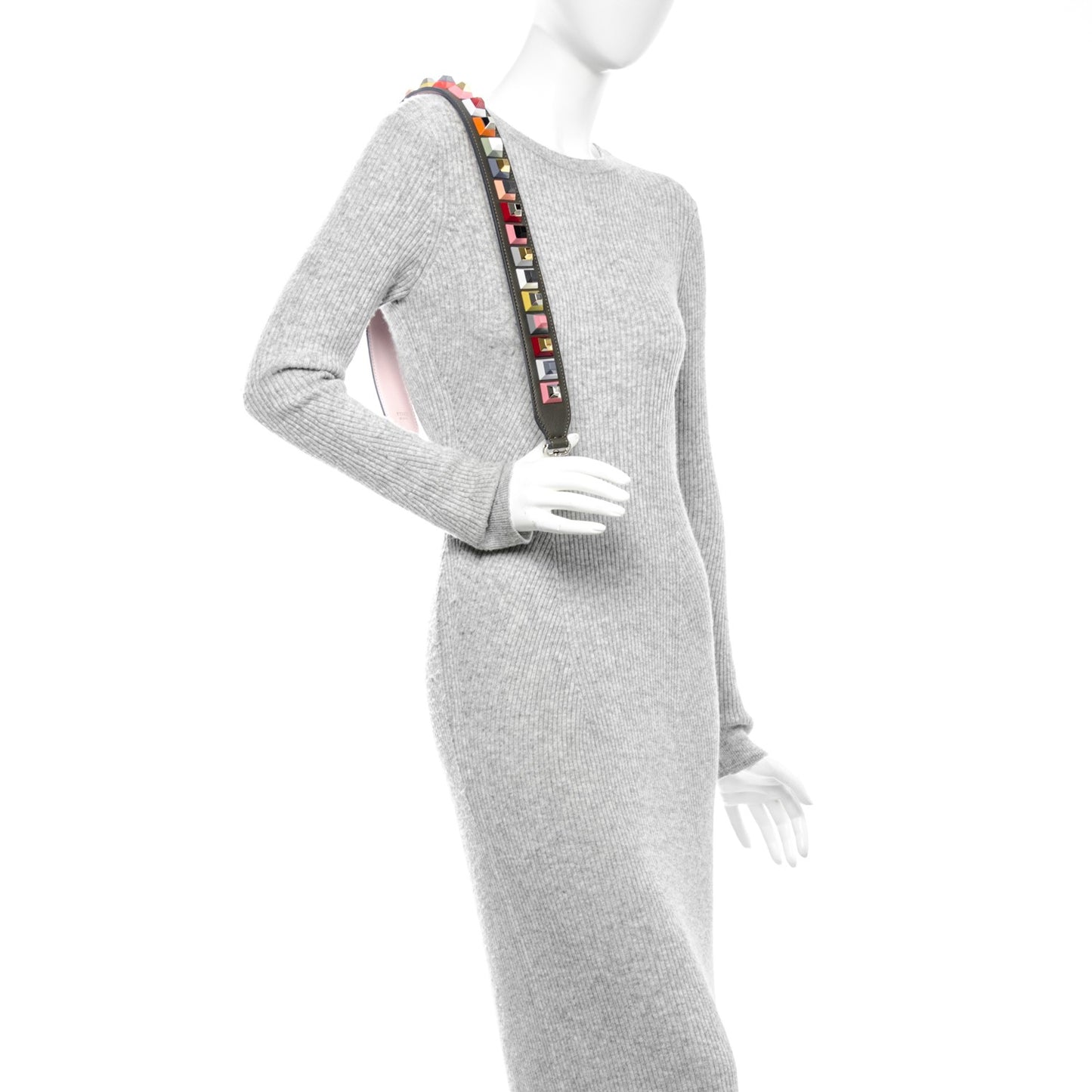 Vitello Dolce Plexiglass Bi-Color Studded Strap You Carbone Peonia Multicolor