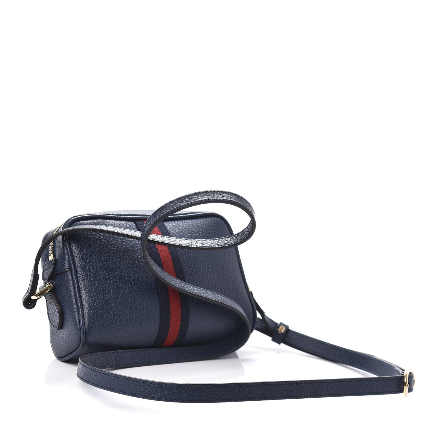 Gucci Textured Calfskin Web Mini Ophidia Shoulder Bag Blue Agata 3 of 11
