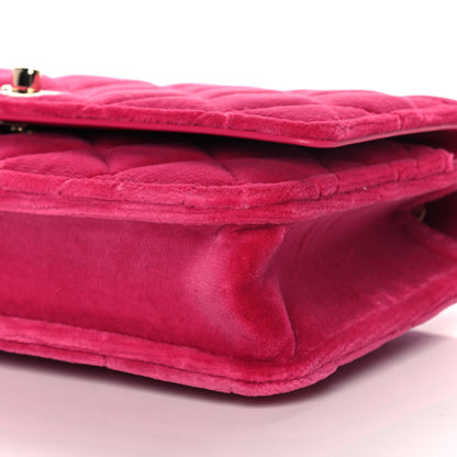 Chanel Velvet Quilted Pearl Crush Wallet On Chain WOC Pink 11 of 11
