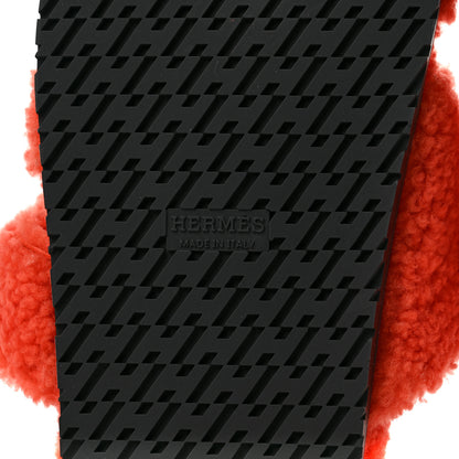 Hermes Woolskin Womens Chypre Sandals 37 Orange 6 of 8