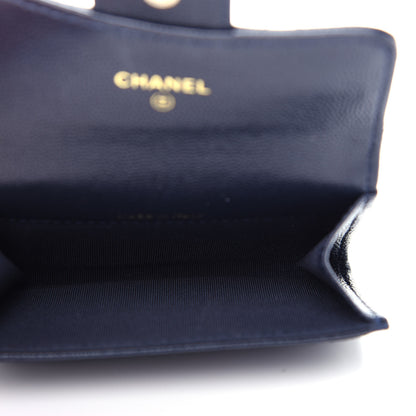 Chanel Caviar Quilted Flap Card Holder Wallet Navy Blue 5 of 9