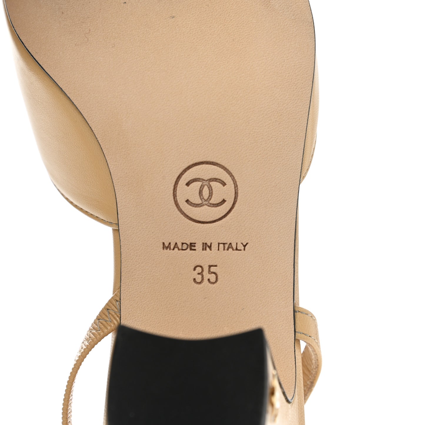 Goatskin Grosgrain Cap Toe CC Slingback Pumps 35 Beige Black