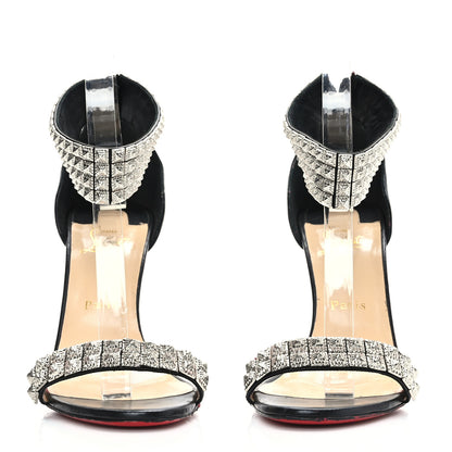 Christian Louboutin Nappa Priyadora 100 Studded Sandals 39.5 Black Silver 2 of 7