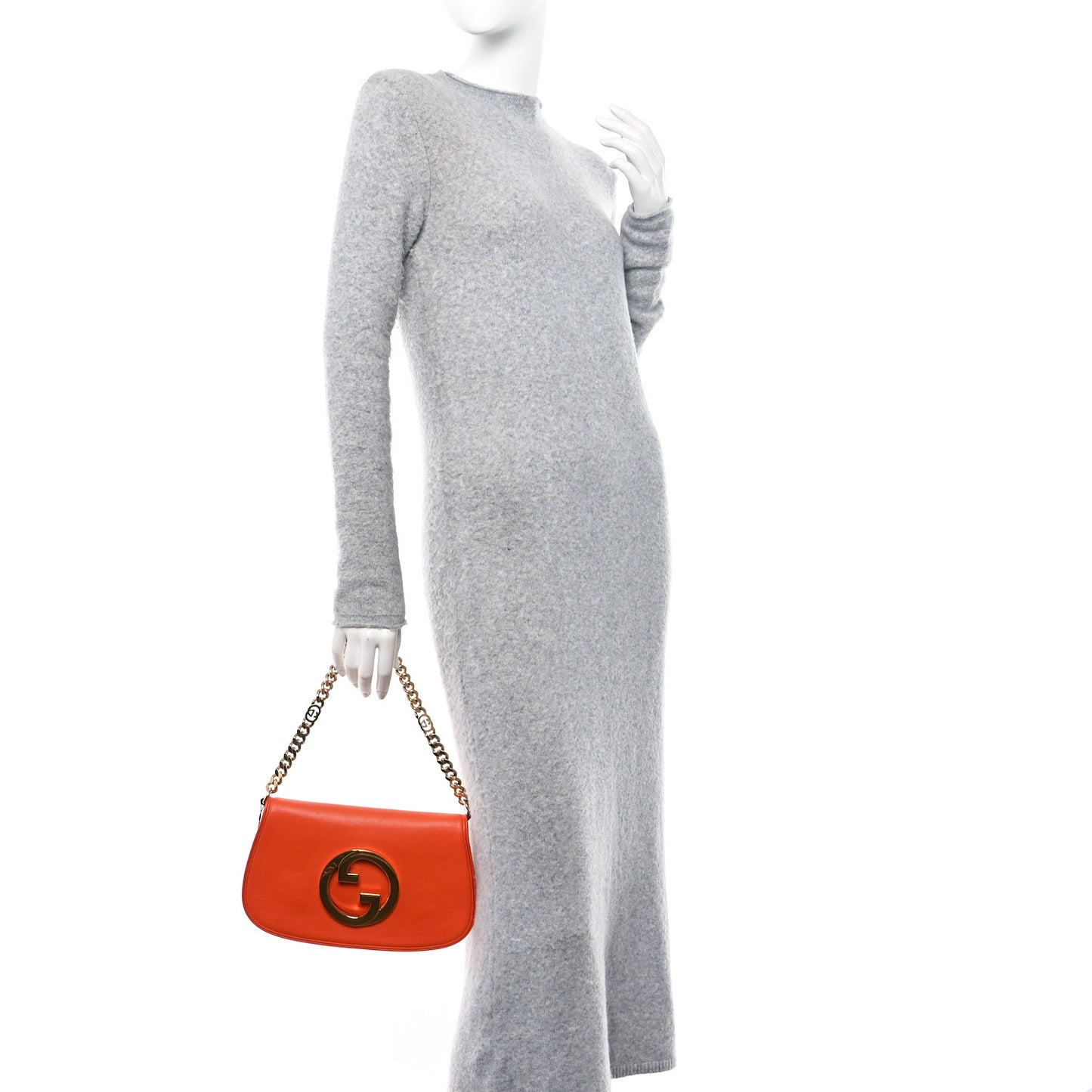 Roxy Calfskin Blondie Chain Shoulder Flap Bag Deep Orange