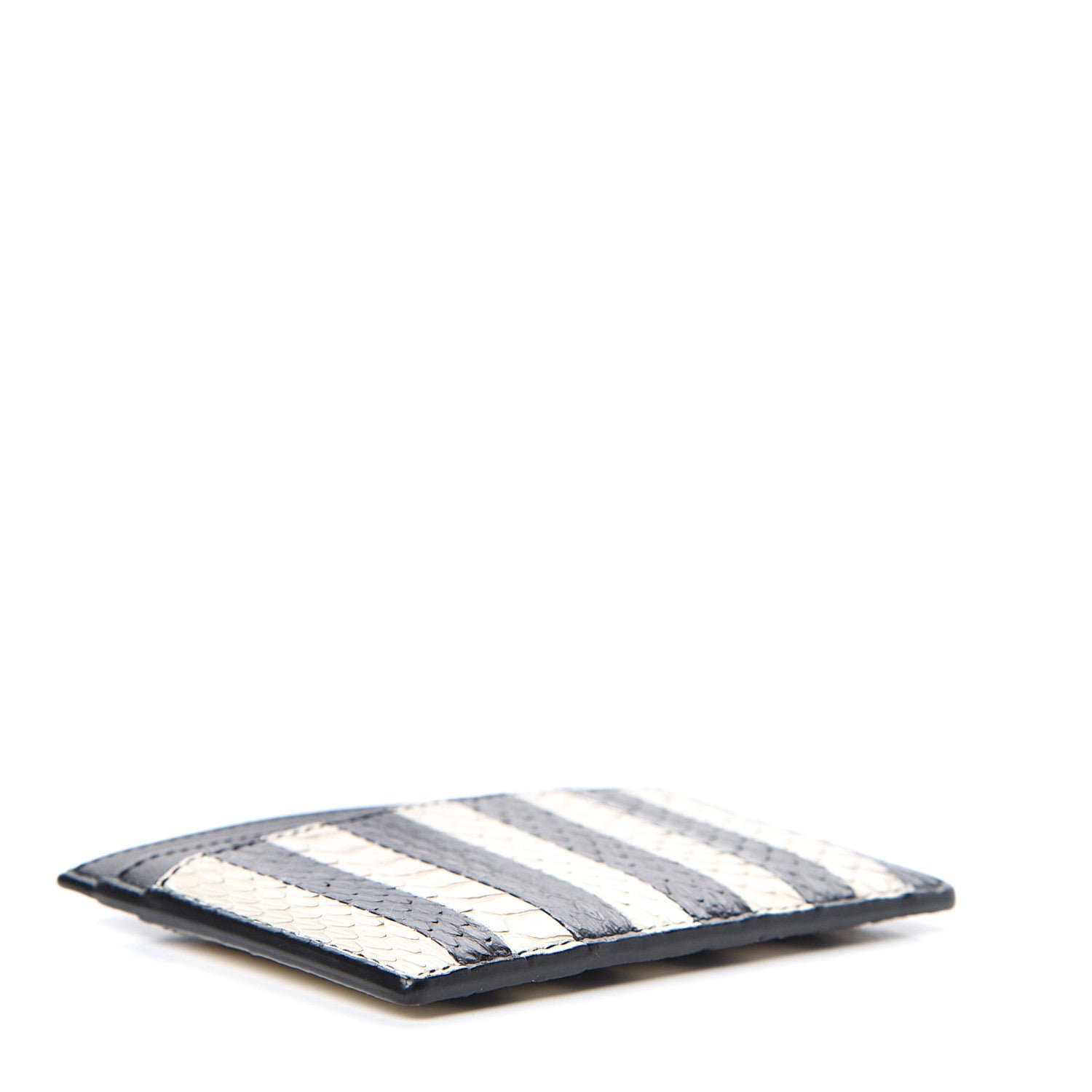 Saint Laurent Elaphe Striped Card Case Black 3 of 7