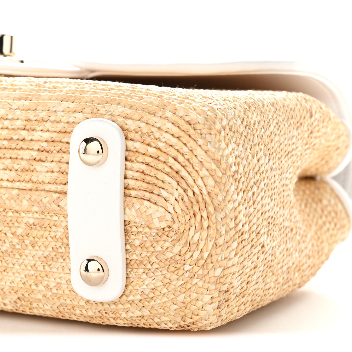 Chanel Raffia Lambskin Small Flap Bag Beige White 1822740