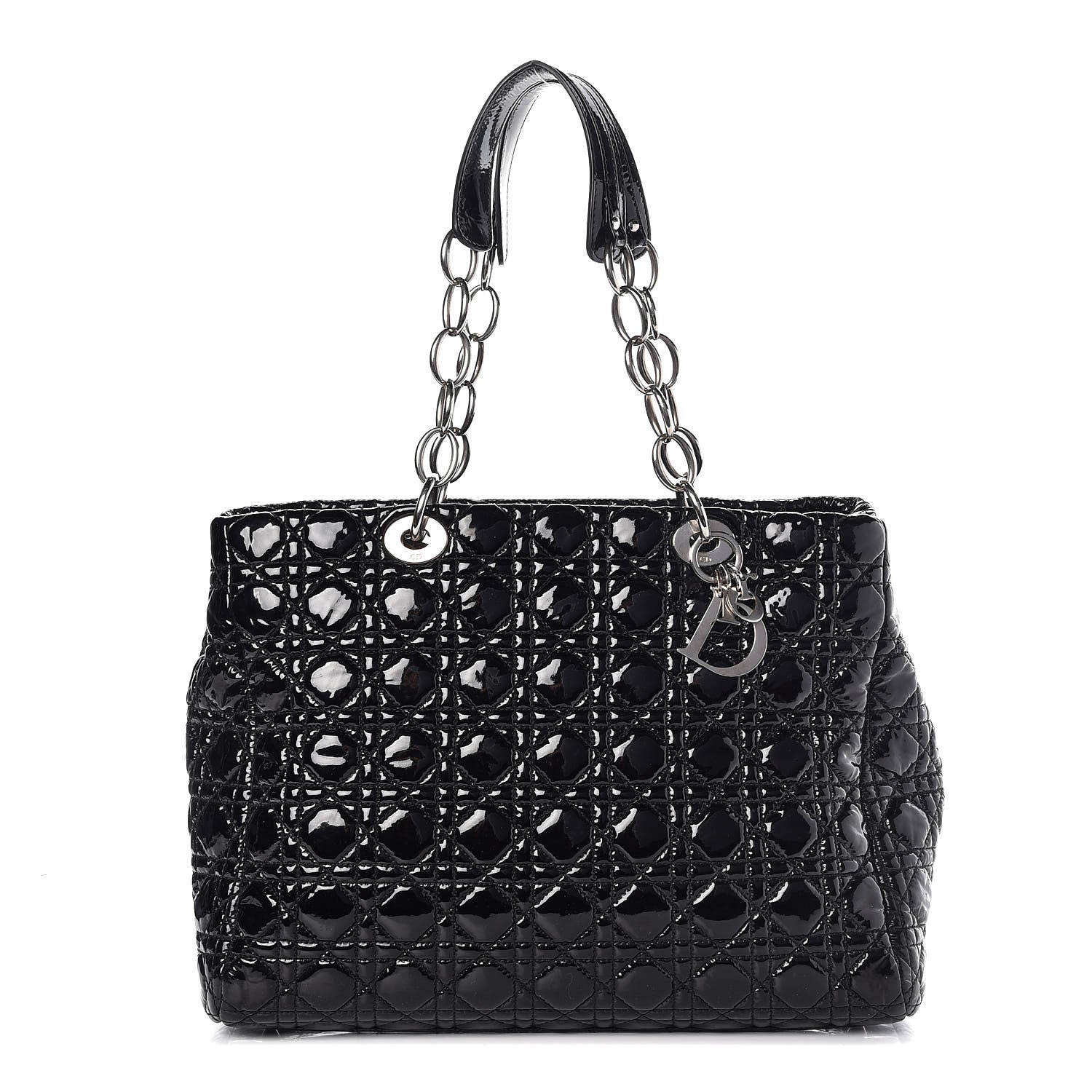 Christian Dior Patent Cannage Large Dior Soft Shopping Tote Black 1 of 7