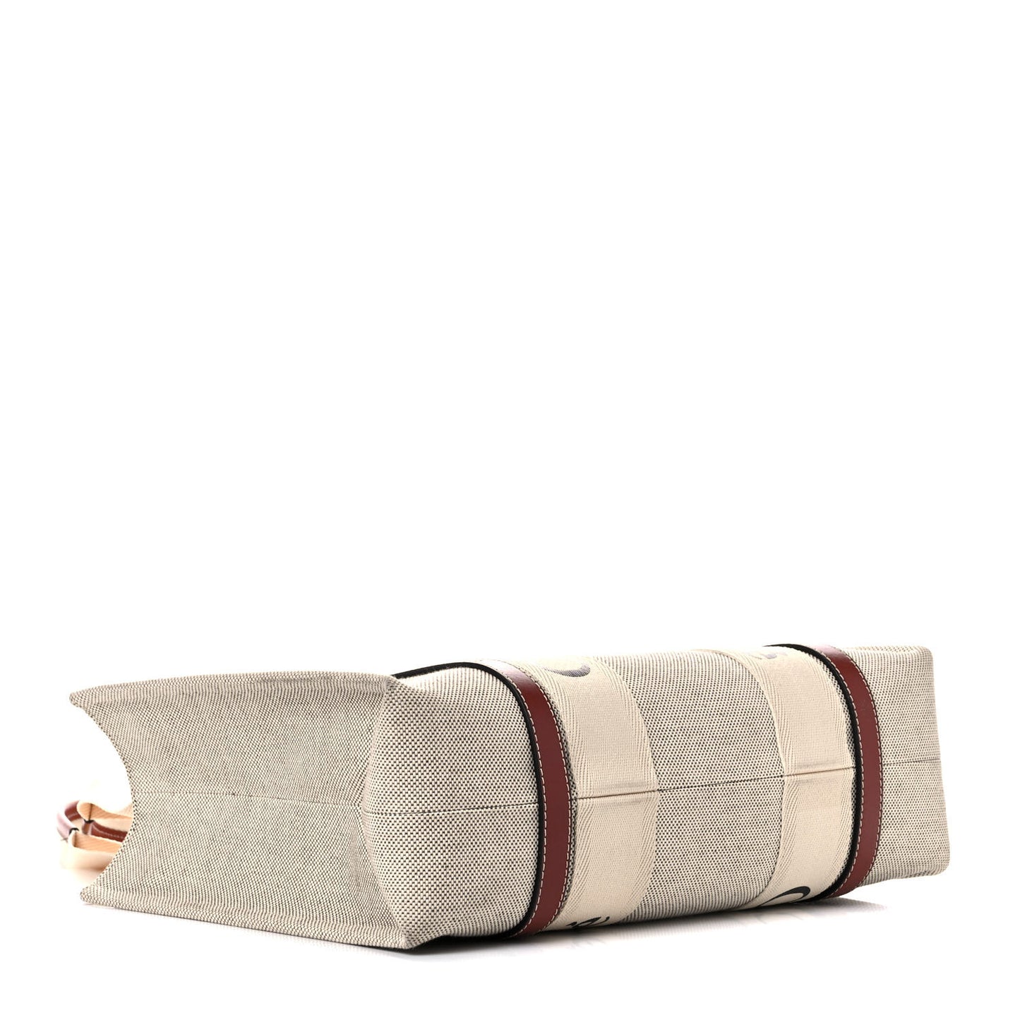 Cotton Calfskin Medium Woody Ribbon Tote White Brown