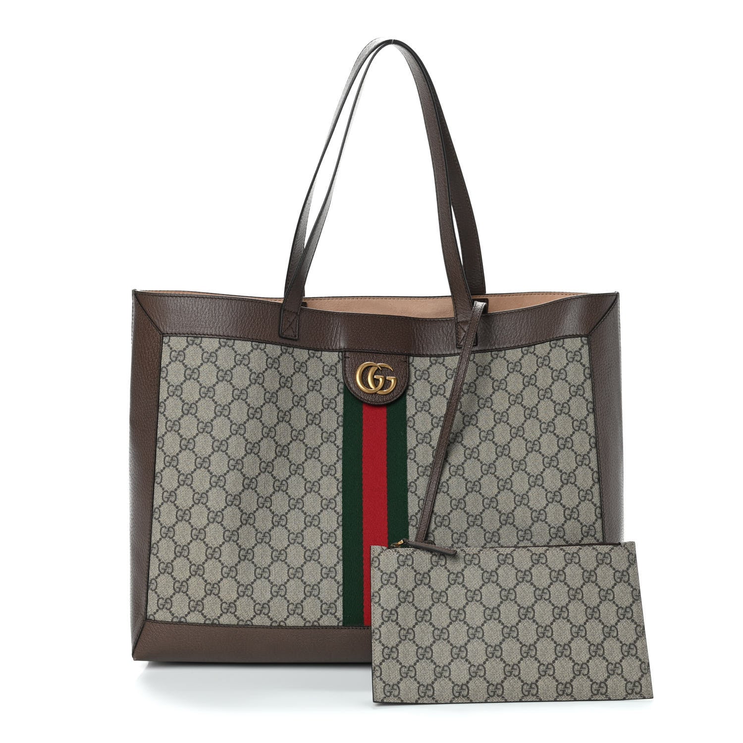 Gucci GG Supreme Monogram Web Ophidia Tote Brown 1 of 10
