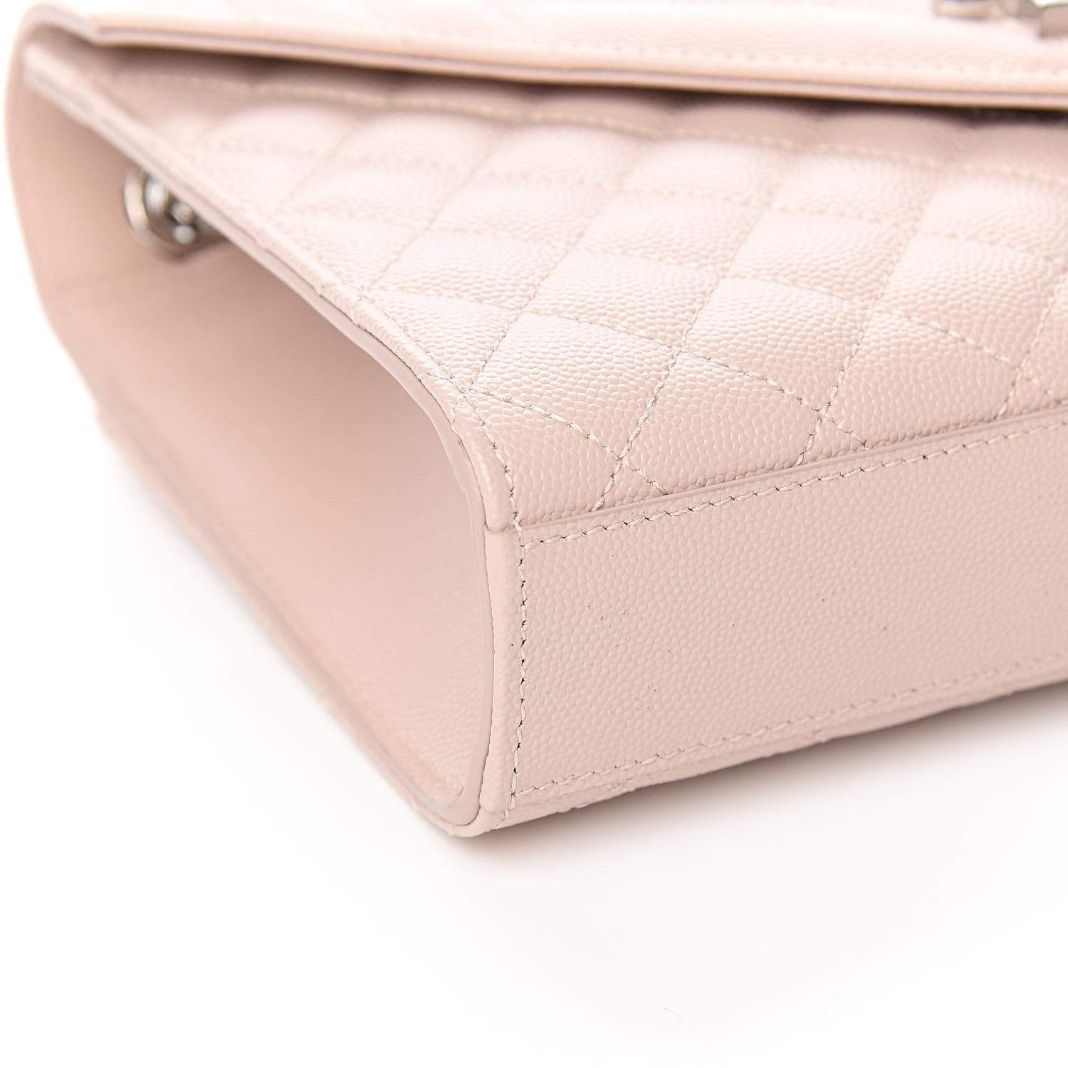 Saint Laurent Grain De Poudre Textured Mixed Matelasse Medium Triquilt Monogram Satchel Marble Pink 7 of 9